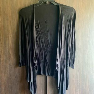 Black Open Cascading Waterfall Cardigan